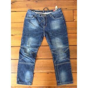 Animale Brazilian Distressed Dark Wash Straight Leg Funky Designer Jeans 32x24